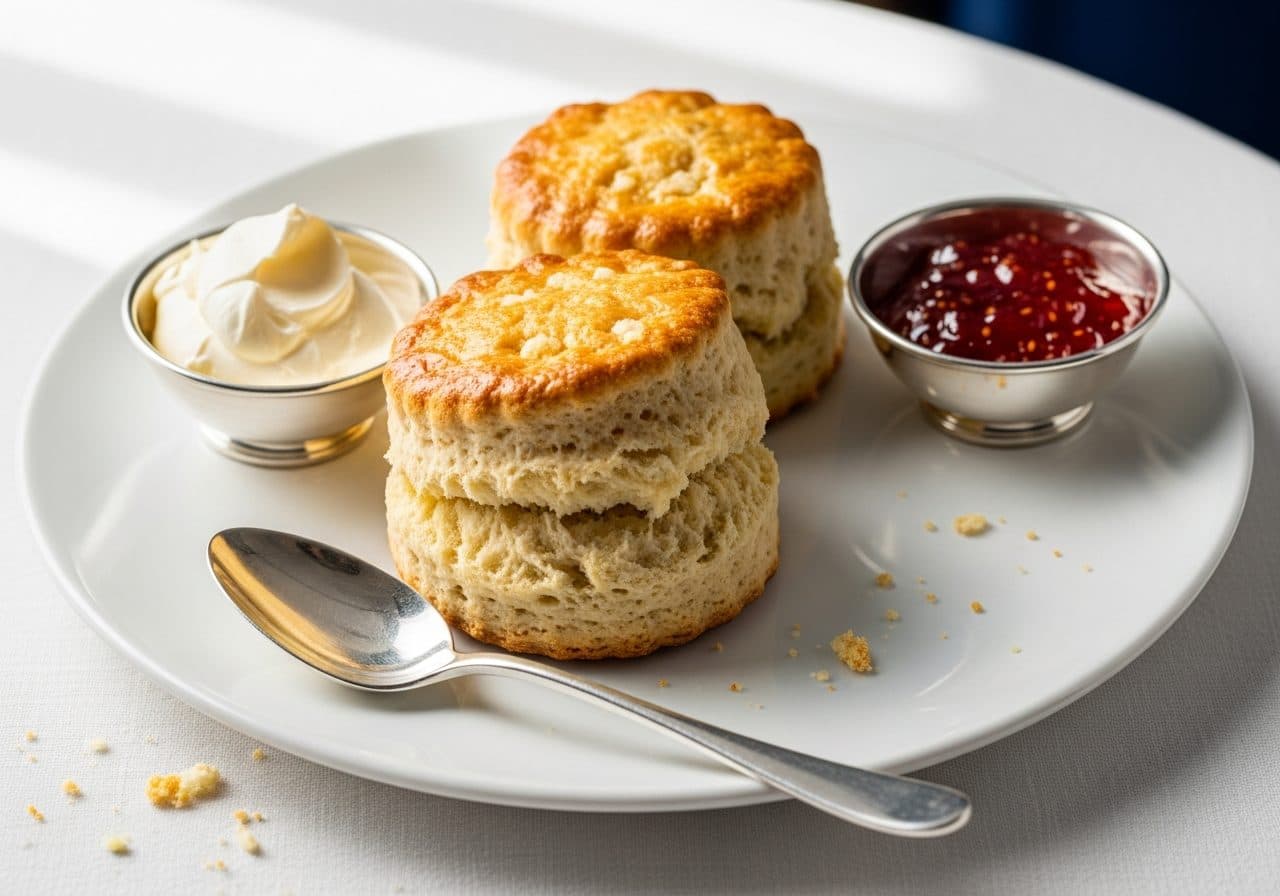 Scones with clotted cream and preserves